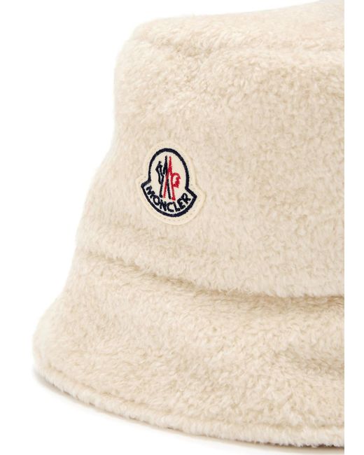 Moncler Natural Reversible Logo Fleece And Shell Bucket Hat