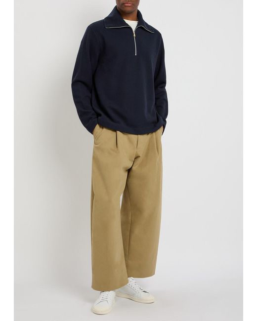 Paul Smith Blue Half-Zip Waffle Wool-Blend Jumper for men