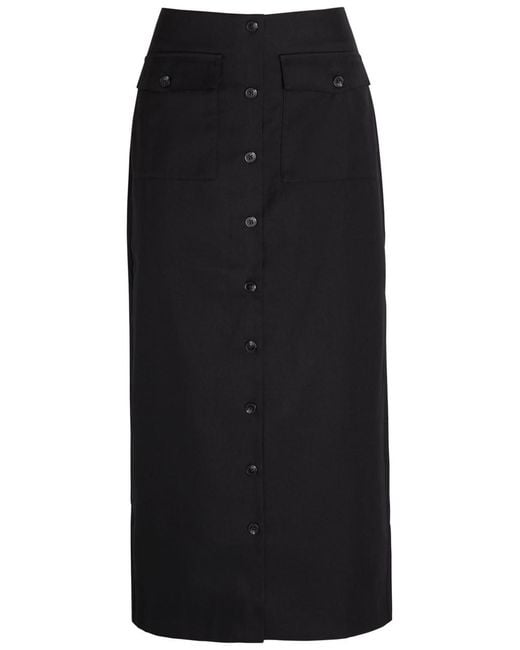 Reformation Black Britt Twill Midi Skirt