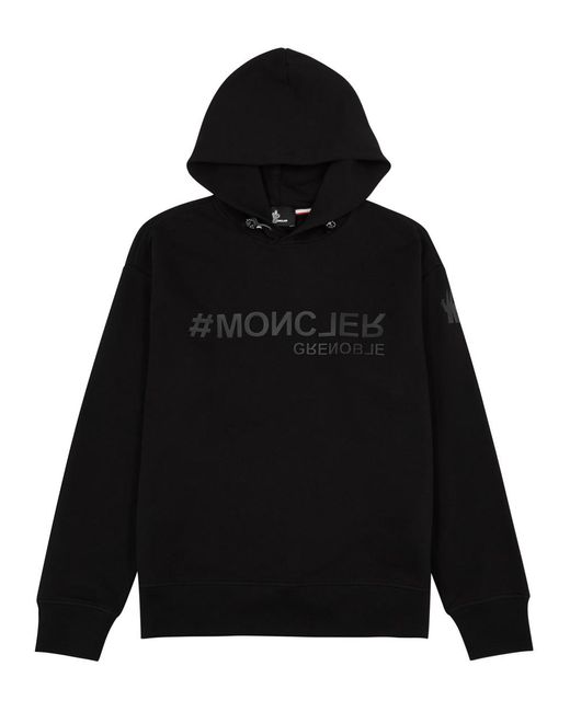 3 MONCLER GRENOBLE Black Logo Hooded Cotton Sweatshirt for men