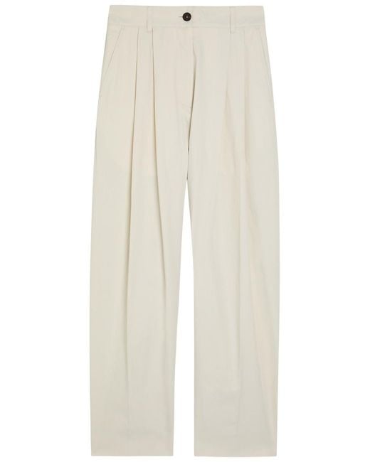 Studio Nicholson White Pleated Barrel-Leg Woven Trousers