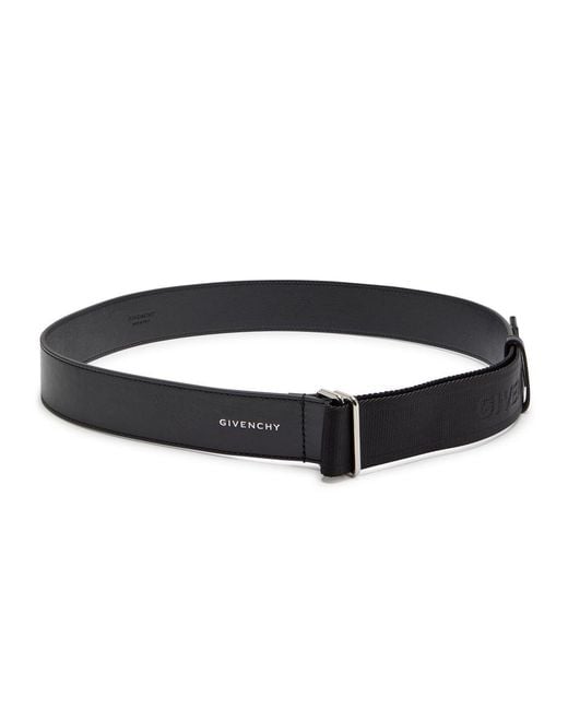 Givenchy Black Logo-Jacquard Canvas And Leather Belt for men