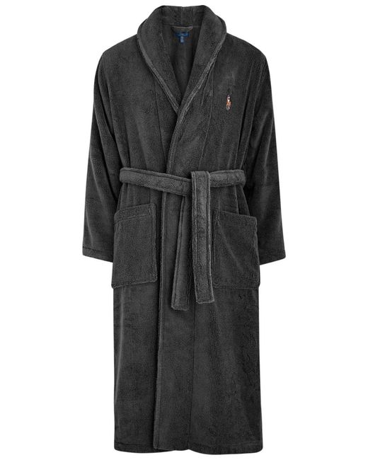 Polo Ralph Lauren Black Logo-Embroidered Cotton-Terry Robe for men