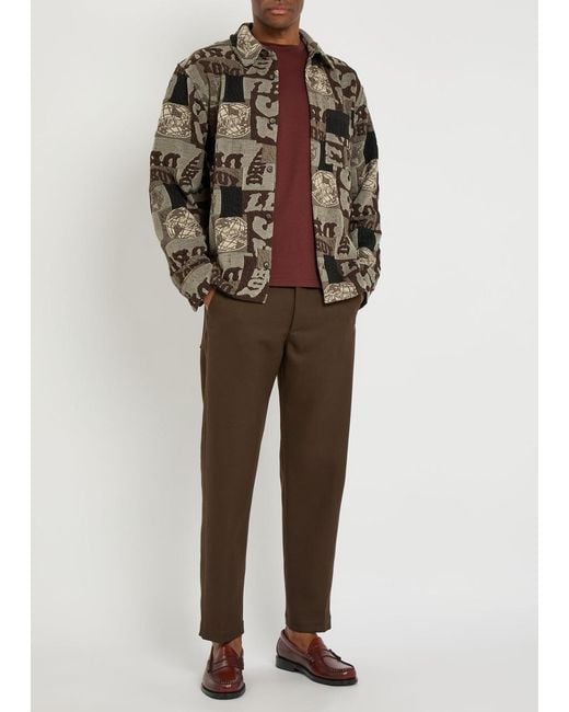 Les Deux Black Kaleb Patchwork-Jacquard Woven Overshirt for men