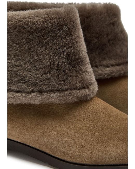 Totême  Brown Shearling-Trimmed Suede Ankle Boots