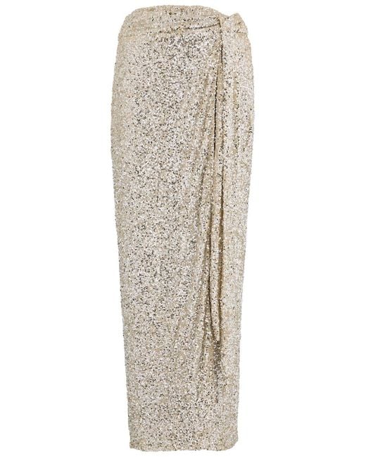 Never Fully Dressed White Jaspre Sequin Midi Wrap Skirt