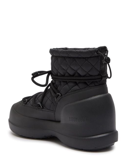 Moon Boot Black Mezzaluna Quilted Nylon Snow Boots