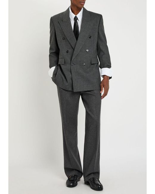 Saint Laurent Black Double-Breasted Wool Blazer for men