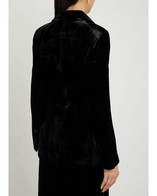 Veronica Beard Black Issel Belted Velour Jacket