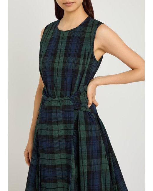 J.W. Anderson Blue Cloque Checked Seersucker Midi Dress