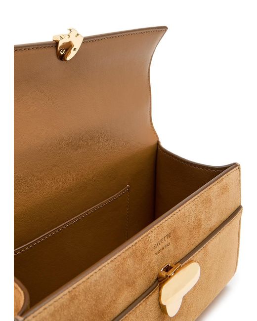 SAVETTE Brown Symmetry Suede Pochette