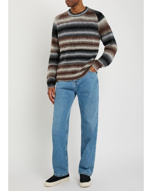 Paul Smith Gray Striped Merino Wool-Blend Jumper for men