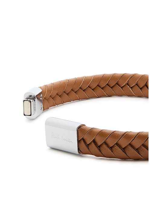Paul Smith Brown Braided Leather Bracelet for men