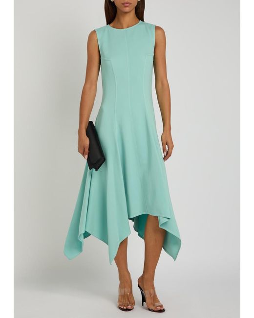 Stella McCartney Green Asymmetric Crepe Midi Dress