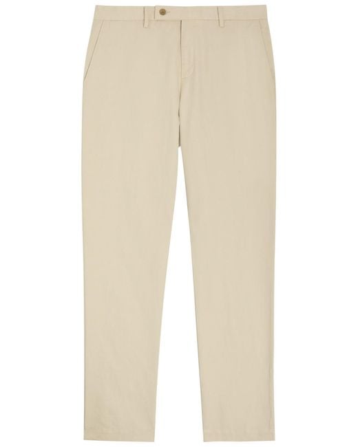 Sunspel Natural Cotton And Linen-Blend Tapered-Leg Trousers for men