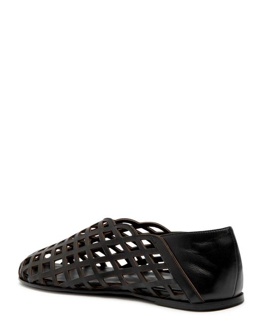 Gia Borghini Black Peek-A-Boo Leather Ballerina Flats
