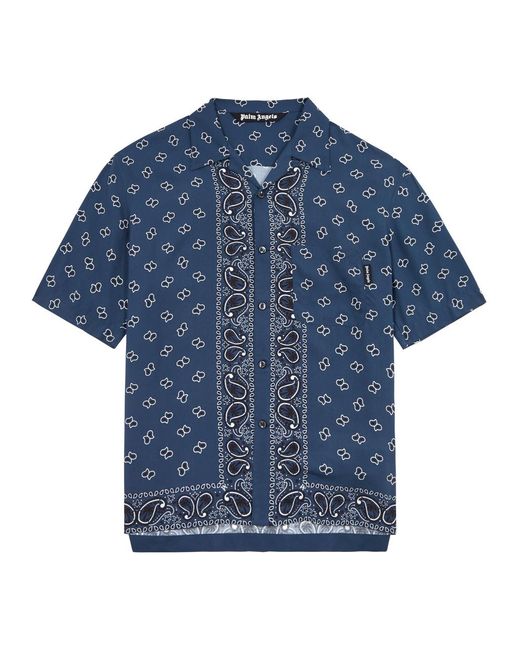 Palm Angels Blue Paisley-Print Shirt for men