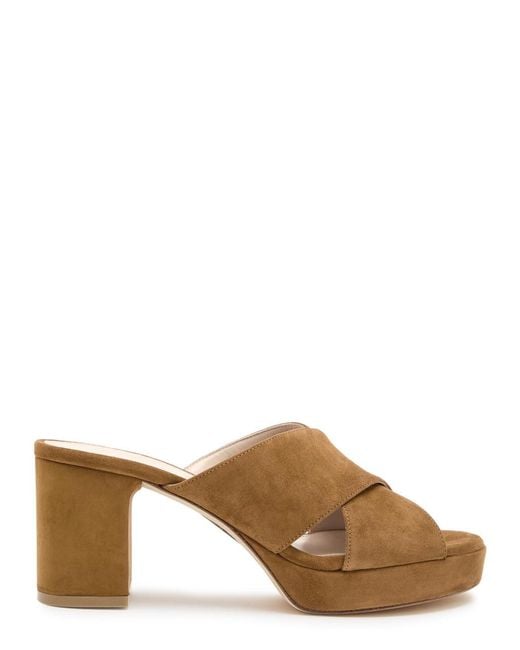 Stuart Weitzman Brown Dayna 80 Suede Platform Sandals