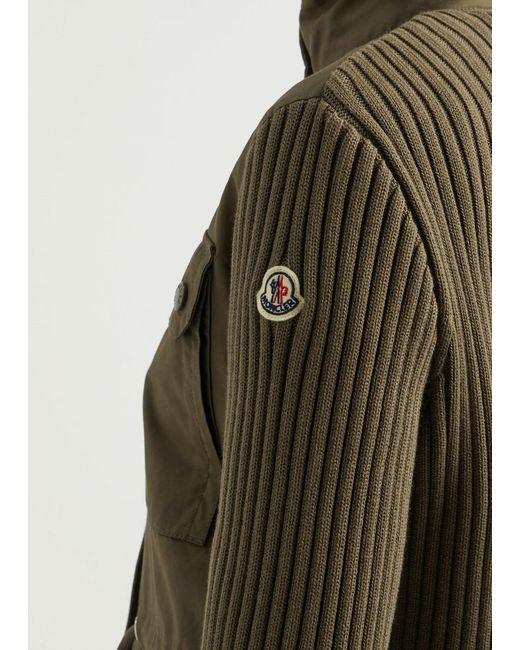 Moncler Green Poplin And Knitted Jacket