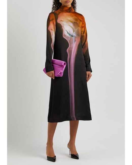 Stine Goya Purple Millie Printed Satin Midi Dress