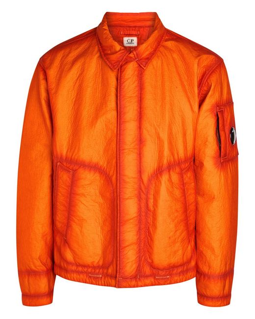 C P Company Orange Feltro Bi-Film Crinkled Nylon Jacket for men