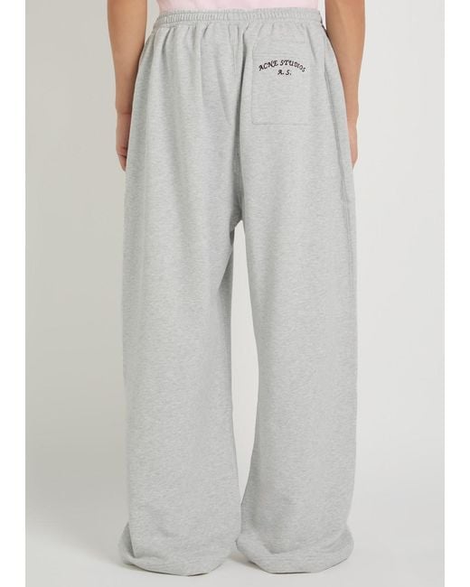 Acne White Logo-Embroidered Cotton-Blend Sweatpants for men