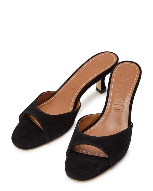 Staud Black Brigitte 60 Brushed Suede Mules