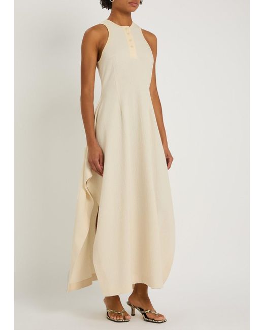 Nanushka White Thoose Draped Crepe Maxi Dress