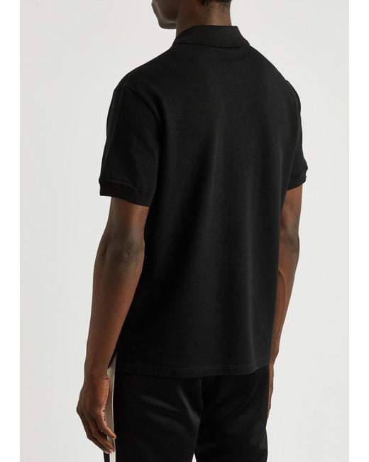 Alexander McQueen Black Logo-Embroidered Piqué Cotton Polo Shirt for men