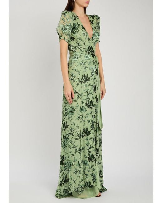 green floral devore long sleeve maxi dress Dokotoo Green Boho Floral Dress for Women Trendy V Neck Long Lantern Sleeve Elastic Cuffs Maxi Dresses Casual Ruffle Layered Flowy Fall Long Dresses,