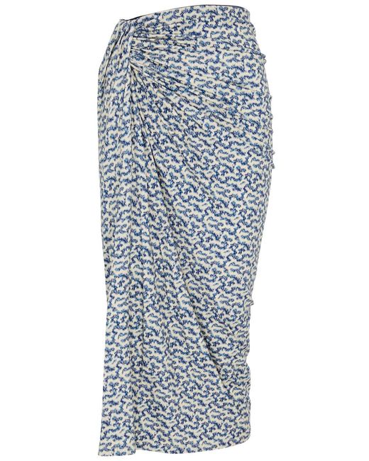 Isabel Marant Blue Jeldia Printed Stretch-Jersey Midi Skirt