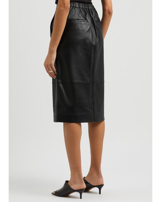 Vince Black Leather Midi Skirt