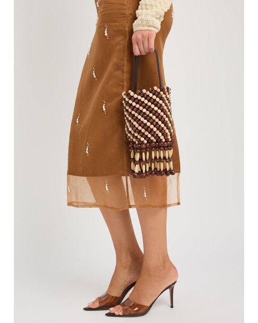 Rabanne White Beaded Leather Bucket Bag