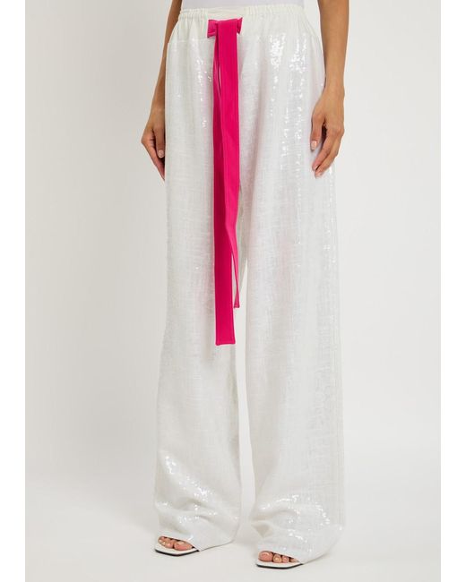 16Arlington White Ima Sequined Trousers