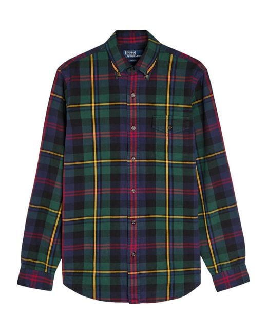 Polo Ralph Lauren Blue Plaid Flannel Shirt for men