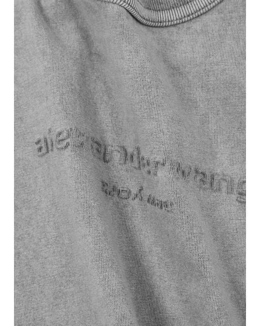 Alexander Wang Gray Logo-Embossed Cotton T-Shirt
