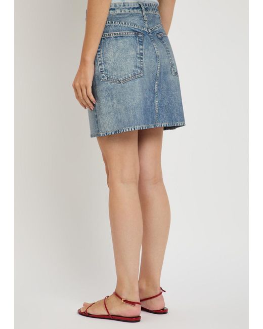 Rag & Bone Blue Miramar Ponte Printed Stretch-Jersey Mini Skirt
