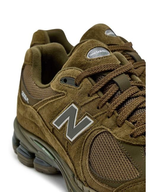New Balance Green 2002R Panelled Suede And Mesh-Knit Sneakers for men