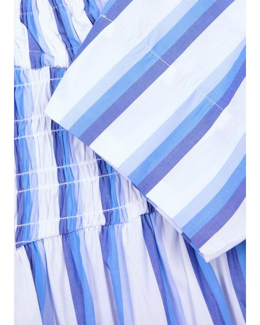 Ganni Blue Striped Cotton Midi Dress