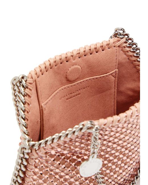 Stella McCartney Pink Falabella Mini Crystal-Embellished Satin Top Handle Bag