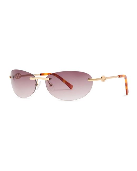 Le Specs Slinky Rimless Oval Frame Sunglasses in Pink Lyst UK