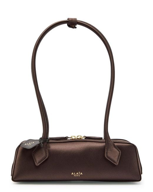 Alaïa Brown Le Teckle Small Satin Shoulder Bag