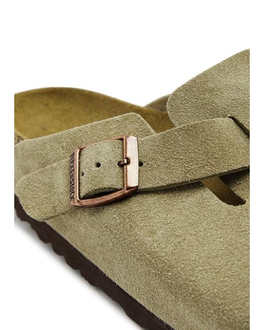 Birkenstock Green Boston Suede Sliders
