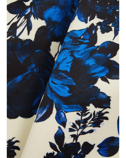 Emilia Wickstead Blue Yulie Floral-print Faille Midi Dress