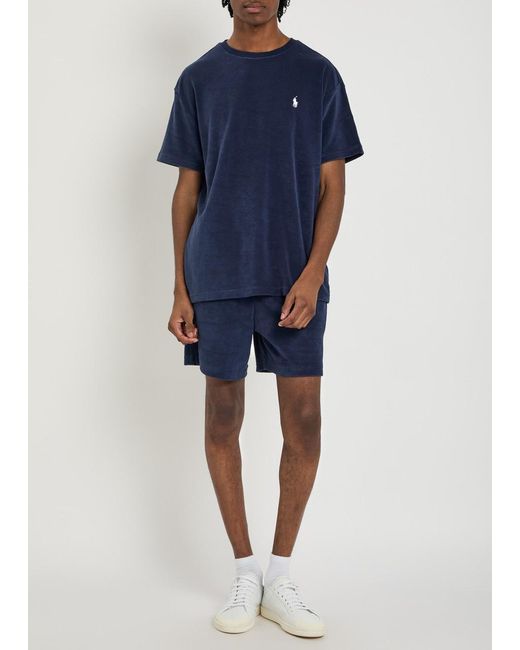 Polo Ralph Lauren Blue Logo-Embroidered Terry Shorts for men