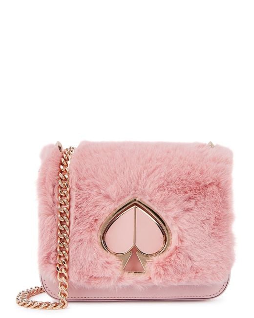 Kate Spade Nicola Small Faux Fur And Leather Shoulder Bag in Pink