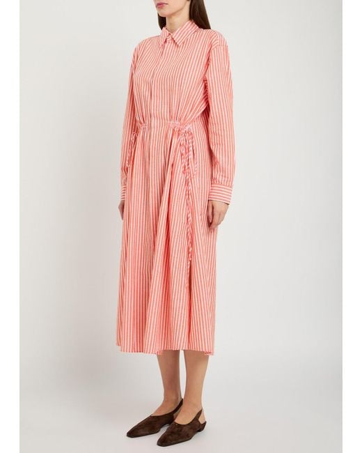Polo Ralph Lauren Pink Striped Cotton-Blend Midi Shirt Dress