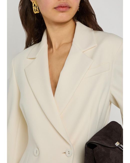Another Tomorrow Natural Double-Breasted Fitted Jersey Blazer