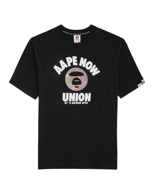 Aape Black Logo-Print Cotton T-Shirt for men