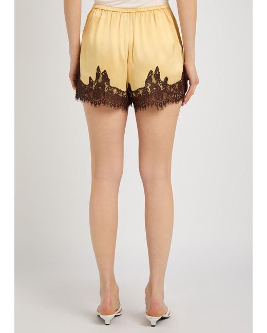 Reformation Natural Fern Lace-Trim Satin Shorts